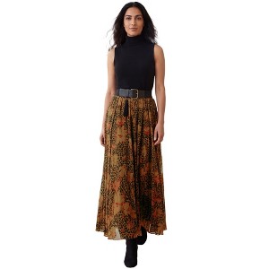 Jessica London Flowing Crinkled Maxi Skirt - 34, Cognac Floral