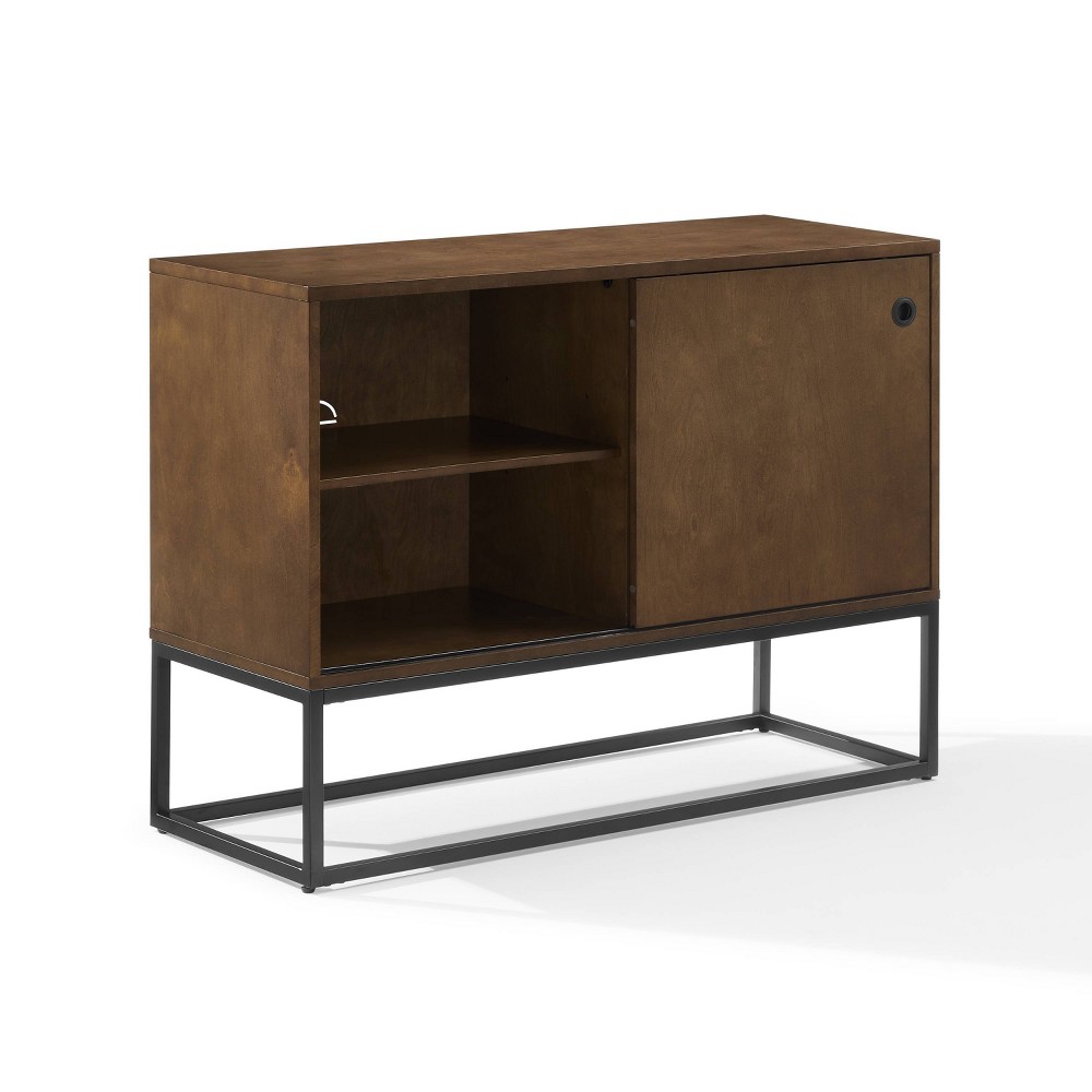 Photos - Display Cabinet / Bookcase Crosley Byron Media Console Brown/Black - : Sliding Door, Adjustable Shelf, Cable Management 