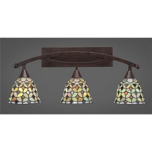 Toltec Lighting Bow 3 - Light Vanity in  Bronze with 7" Crescent Art Glass Shade - 1 of 1
