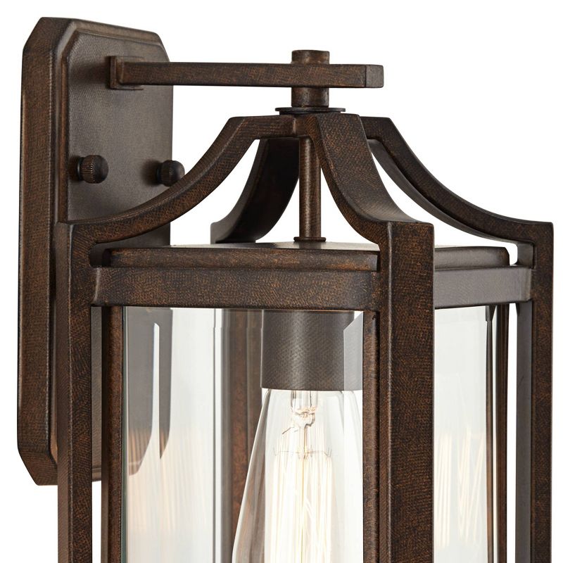 Franklin Iron Works Rockford Rustic Farmhouse Outdoor Wall Light Fixture Bronze 12 1/2" Clear Beveled Glass for Post Exterior Barn Deck House Porch, 3 of 10