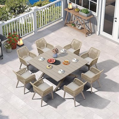 PURPLE LEAF Outdoor Dining Set All-Weather PE Rattan Outdoor Patio Furniture Set with All Aluminum Frame Table and Chairs Set