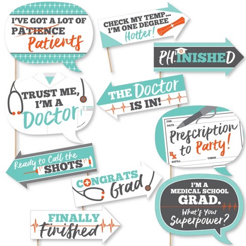 Big Dot Of Happiness Funny Medical School Grad Doctor Graduation Party Photo Booth Props Kit 10 Piece Target