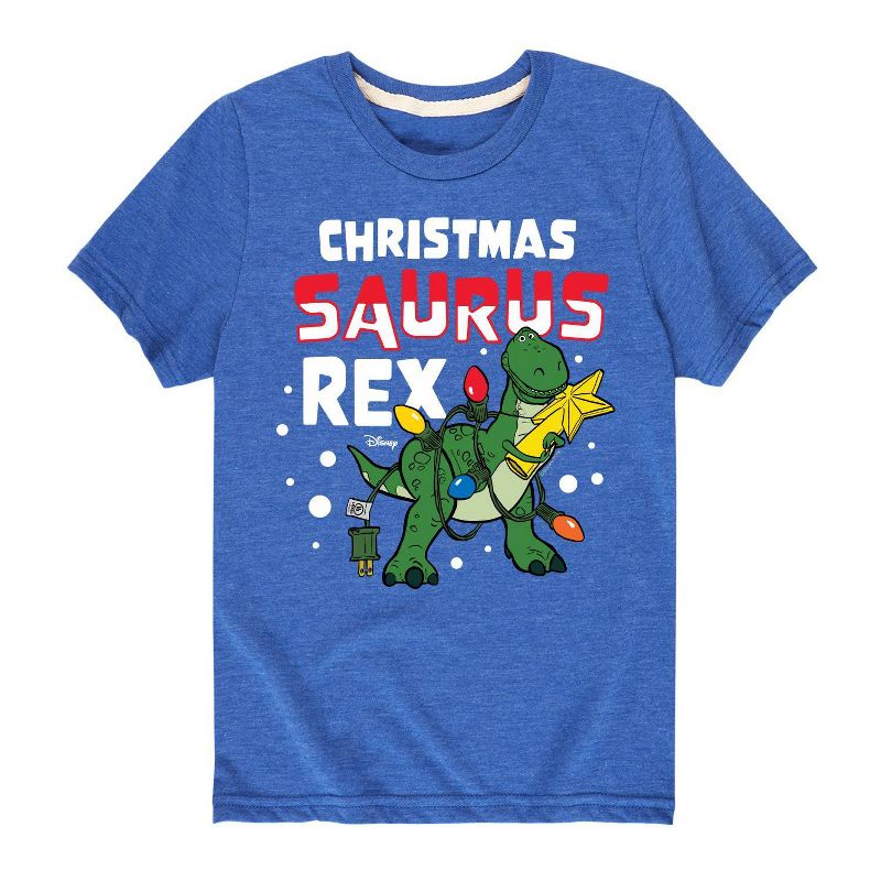 Boys' Toy Story Christmas Saurus Rex Short Sleeve Graphic T-Shirt - Royal Blue, 1 of 2