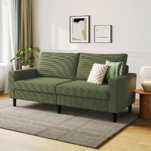 79'' Corduroy Loveseat Sofa, Adjustable Deep Seat Couch for Living Room, Bedroom, or Office - 1 of 4