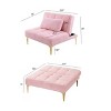 VASIP  Teddy Fabric Convertible Sofa Bed,Gold Metal Leg Futon with Modern Accent,for Living Room & Guest Room,White - 4 of 4
