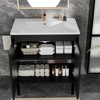 KWPZQEB Fluted Bathroom Vanity Cabinet with Sink, Freestanding Vanity With Doors, Mid-Century Floor-Standing Cabinet, Storage Cupboard for Bathroom - 3 of 4