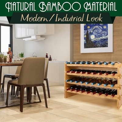 Natural Bamboo Stackable 4-Tier Wine Rack