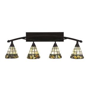 Toltec Lighting Bow 4 - Light Vanity in  Bronze with 7" Cobblestone Art Glass Shade - 1 of 1