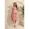 Summer Maternity Dress Ruffle Tiered Dress Smocked Shirred Midi Dress with Mini Cap Sleeve Round Neck Flowy Dress for Baby Shower Photography - 4 of 4