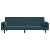 vidaXL Velvet Sofa Bed - Blue 2-Seater Convertible Loveseat/Couch w/Pillows | Twin-Size Daybed for Office, Living Room, Guest Room - 4 of 4