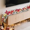 6FT Christmas Garland with 20 Warm White LED Lights,Realistic Design with Flowers - 3 of 4