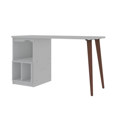 Hampton 53.54" White Wood Home Office Desk with Shelves