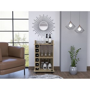 Kitchen Cart with Six Wine Cubbies and Open-top Shelf - 1 of 4