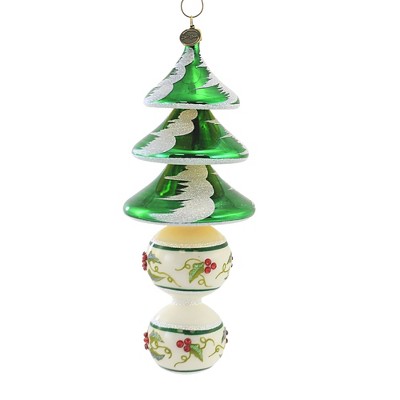 Blu Bom 8.5" Christmas Tree Double Ball Drop Ornament Free Blown Berry  -  Tree Ornaments