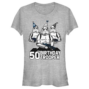 Juniors Womens Star Wars Stormtrooper Party Hats Trio 50th Birthday Trooper T-Shirt - 1 of 3