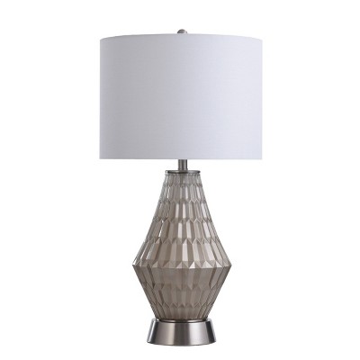 Gemma Glass/Steel Hillingdon Champagne Table Lamp with Fabric Shade White - StyleCraft