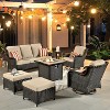 XIZZI 7 PCS Patio Furniture Sets with Outdoor Sofa Swivel Rocking Chairs and Fire Pit Table - 2 of 4
