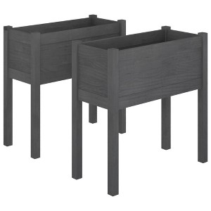 vidaXL Garden Planters 2 pcs - Robust Solid Pinewood Construction - Weather-Resistant Flower Boxes for Outdoor Use - Gray, 27.6"x12.2"x27.6" - 1 of 4