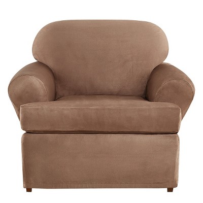 Chair Slipcover SureFit Vintage Leather Brown 