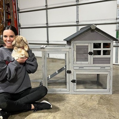 Black Metal Rabbit Playpen with Waterproof Liner