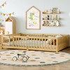 BABYYER Twin Size Kids Bed Frame with Safety Guardrails, Solid Wood Floor Bed with Door, Montessori Bed for Bedroom, Perfect for Boys & Girls - 3 of 4