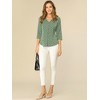 INSPIRE CHIC Women's Polka Dots 3/4 Sleeve Casual Button Front Shirt - 2 of 4