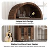 YOOCOZZ 71" Farmhouse Arched Bar Cabinet Tall Arched Display Cabinet with Coffee Bar Whiskey Station Wine Rack - Brown Oak - 4 of 4