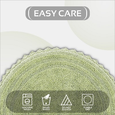 Sage Green Cotton Crochet Round Bath Rug, 24-inch