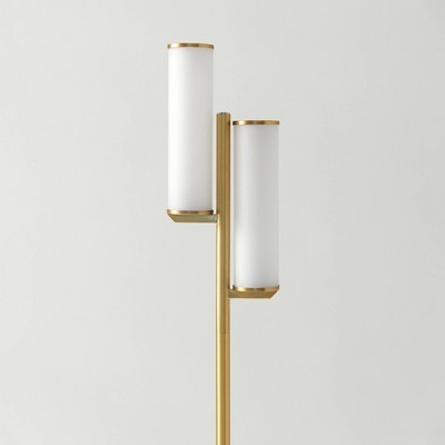 Gemini 64" Brass Mid-Century Modern 3-Way Dimming LED Floor Lamp