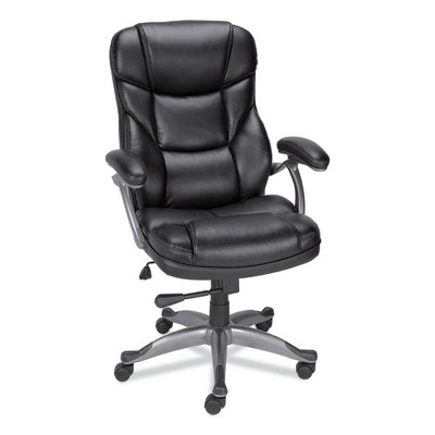 Luxurious High-Back Black Leather Task Chair with Chrome Base