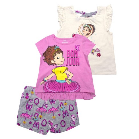 Disney Girl's 3-pack Fancy Nancy Short Set With Tee, Tank Top And Print  Shorts For Toddlers : Target