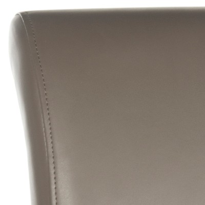 Transitional Clay Gray Leather and Wood Counter Stool