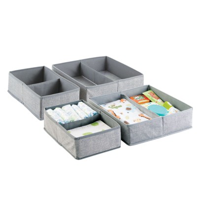 Mdesign Fabric Dresser Drawer Storage Organizers, Set Of 4 : Target