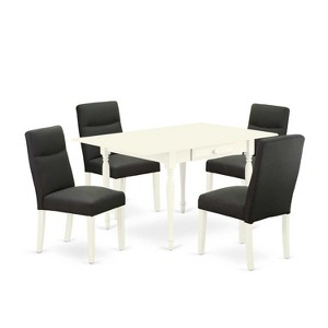 HomeStock 5-Pc Linen White Finish Solid Wood Top - Dining Room Set with Dropleaf - Seats 4 - 1 of 4