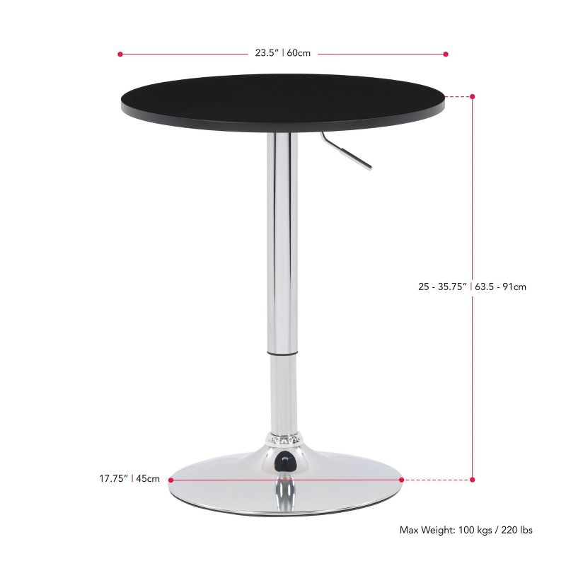 Round Adjustable Pedestal Dining Table Black - CorLiving, 5 of 6