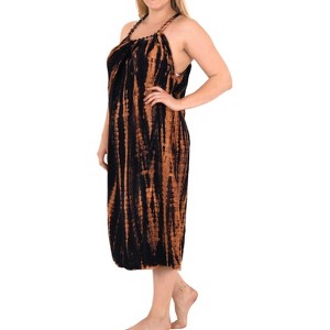 HAPPY BAY Women's Vacation Wear Casual Maxi Long Sundress Summer Daily wear Loose Fashion Spaghetti Strap Sundress 1X Black, Tie Dye - 1 of 3