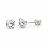 Real Yellow/White Gold 2 - 8mm Round Solitaire Stud Earrings with Screw Backs - 3 of 4