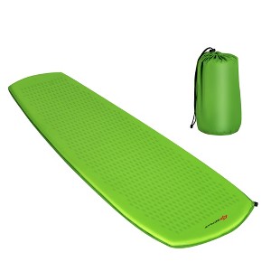 Costway Inflatable Sleeping Pad, Self Inflating Camping Mattress w/Carrying Bag Green\Blue - 1 of 4