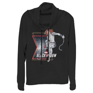 Juniors Womens Marvel Black Widow Vintage Pose Cowl Neck Sweatshirt - 1 of 3