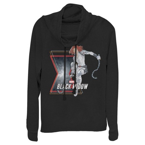 Juniors Womens Marvel Black Widow Vintage Pose Cowl Neck Sweatshirt - image 1 of 3