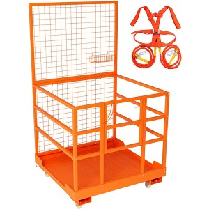 45 in x 43 in Forklift Safety Cage, 1800 LBS Forklift Man Basket with 4 Wheels, Steel Collapsible Lift Cage Platform Aerial Work Platform - 1 of 4