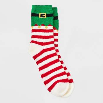 Women's Elf Cozy Holiday Crew Socks - Wondershop™ Red/White/Green 4-10
