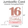 Big Dot of Happiness 16th Pink Rose Gold Birthday - Happy Birthday Giant Greeting Card - Big Shaped Jumborific Card - 16.5 x 22 inches - 3 of 4