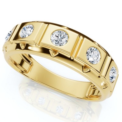 Pompeii3 1/2Ct Men's 5-Stone Diamond Ring in 10k Yellow Gold