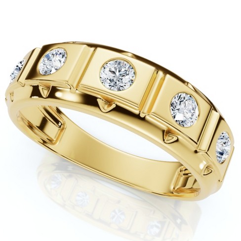 Pompeii3 1/2Ct Men's 5-Stone Diamond Ring in 10k Yellow Gold - image 1 of 4