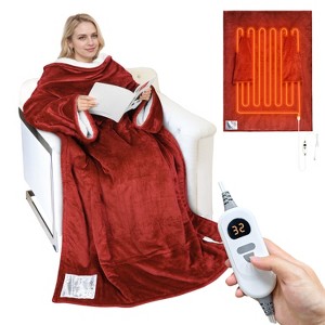 Catalonia Heated Blanket with Sleeves, Wearable Warming Blanket with 5 Heating Levels, 4H Timer Auto Shut Off, Overheat Protection, Cozy Gift - 1 of 4