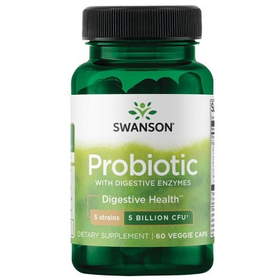 Swanson Probiotic with Digestive Enzymes 5 Billion Cfu Veggie Capsule 60ct.