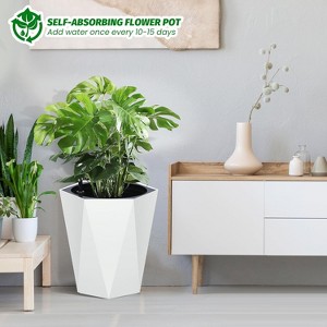 Tall Planters Set of 2, Self Watering Plant Pots with Water Level Monitor, Outdoor Planters with Wheels, Indoor Flower Pots - 1 of 4