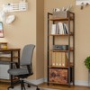 Aoibox 5 Tier Tall Narrow Bookshelf with Removable Fabric Drawer Wood Metal Storage Organizer Rustic Brown for Bedroom Living Room - 2 of 4