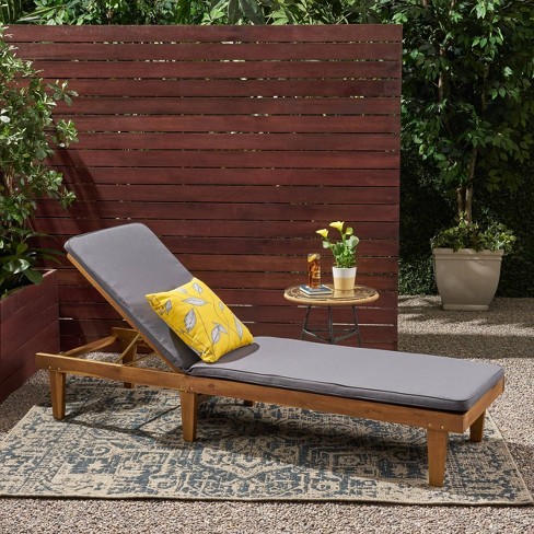 Christopher knight home ariana acacia 2025 outdoor wood chaise lounge with cushion